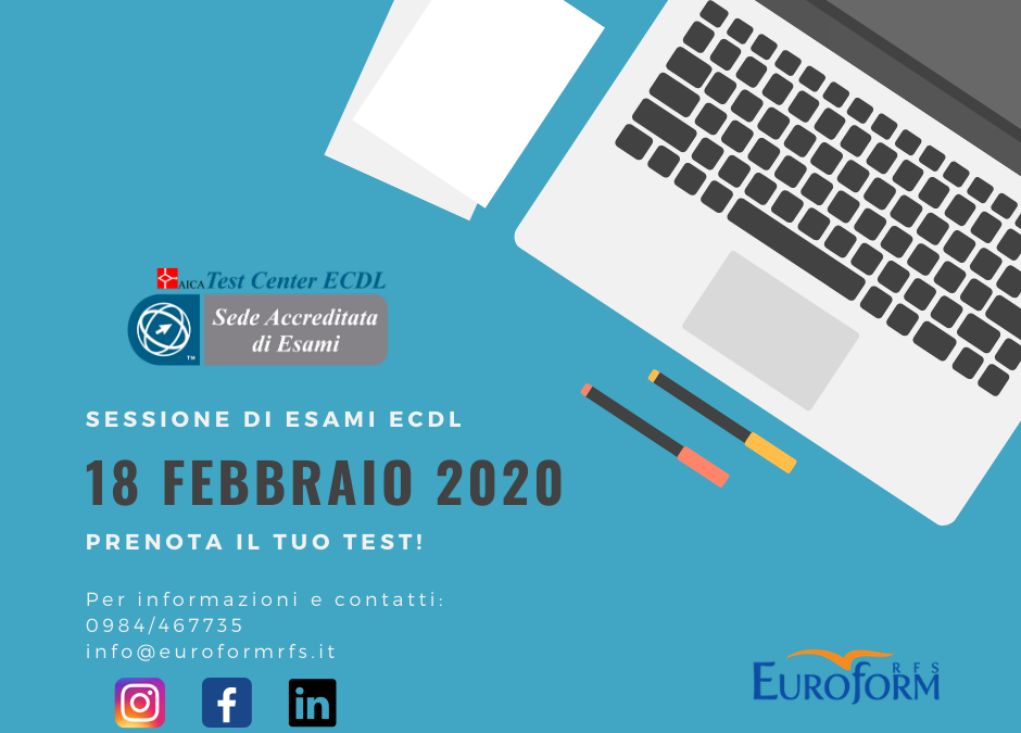 Sessione d’esame ECDL – Febbraio 2020!