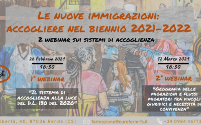 Ciclo di 2 Webinar – Le nuove immigrazioni: accogliere nel biennio 2020-2021