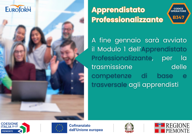 APPRENDISTATO PROFESSIONALIZZANTE (Regione Piemonte). Programmato l’avvio delle Attività Formative – Sportello Ottobre 2023