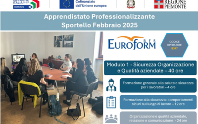 APPRENDISTATO PROFESSIONALIZZANTE (Regione Piemonte) – AVVIO ATTIVITA’ FORMATIVE – SPORTELLO FEBBRAIO 2025 (CDE 2552) – Modulo 1