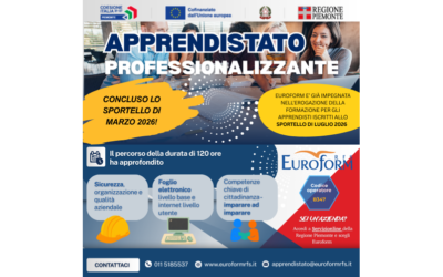 APPRENDISTATO PROFESSIONALIZZANTE (Regione Piemonte)Terminate le attività formative dello Sportello di marzo 2026 (CDE 3011)